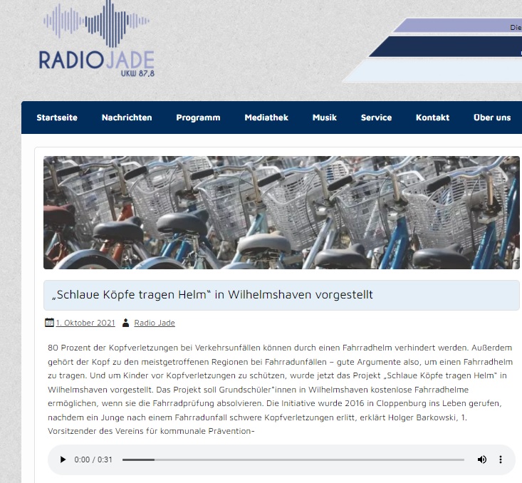 Radio Jade 1 10 2021 Schlaue Köpfe tragen Helm
